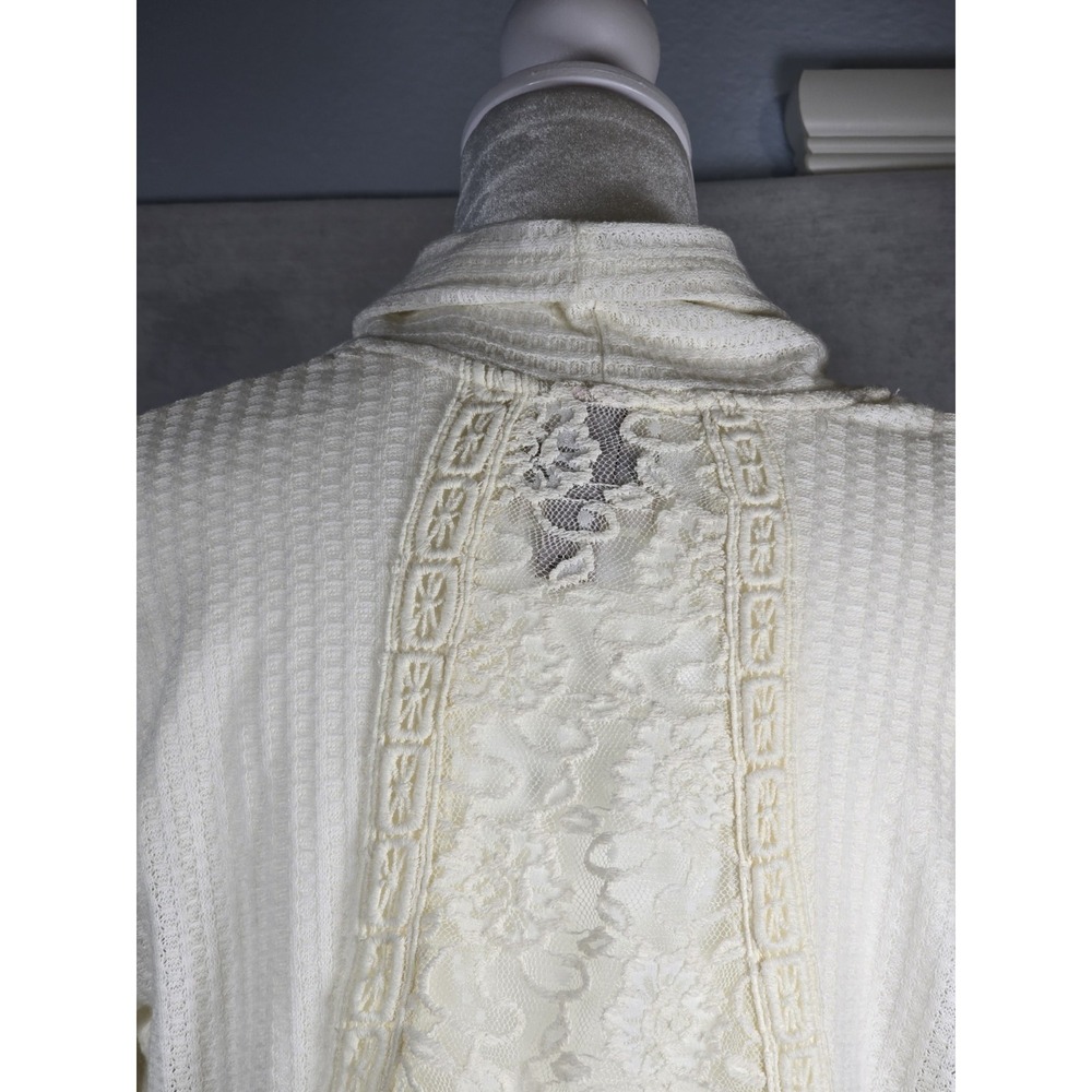 Knox Rose Womens S Sweater/Wrap Ivory Open Front Lace/Crochet Cottage Feminine - Picture 10 of 16